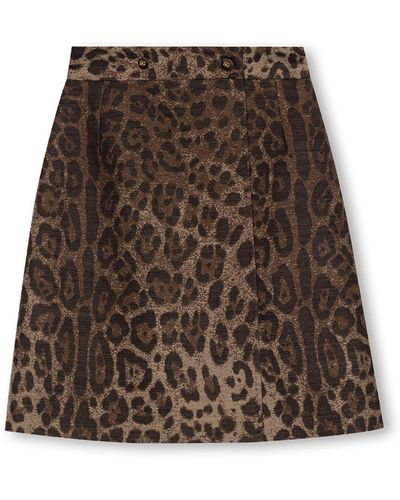 Dolce & Gabbana Leopard Print Skirt - Brown