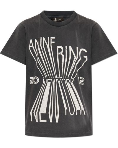 Anine Bing T-Shirt With Logo - Black