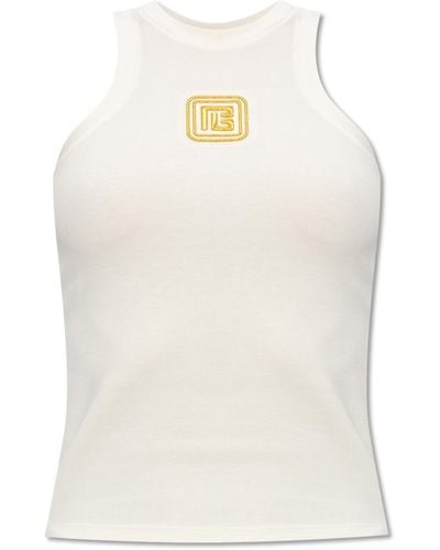Balmain Top With Logo, - White