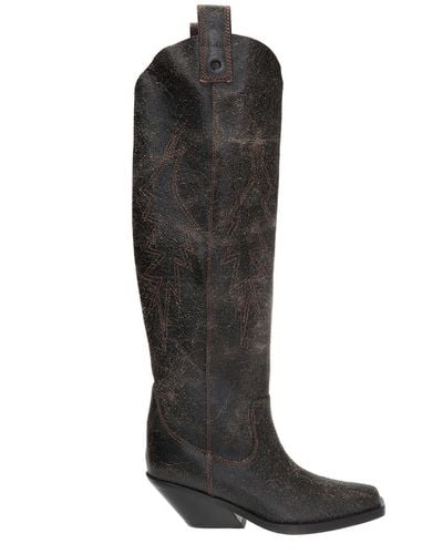 DIESEL Over-the-knee Cowboy Boots - Black