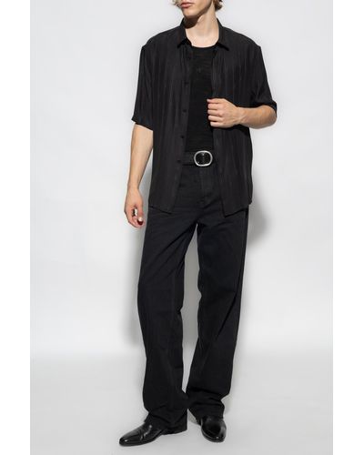 Saint Laurent Short Sleeve Silk Shirt - Black