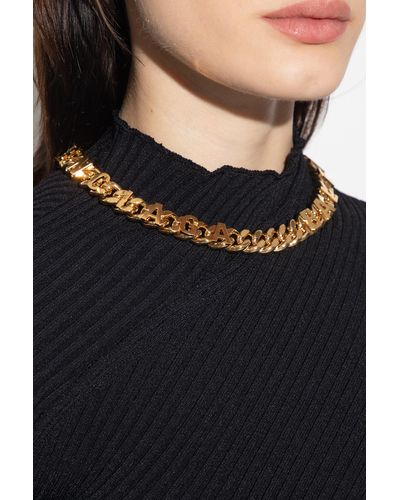 Balenciaga Brass Necklace With Logo, ' - Metallic
