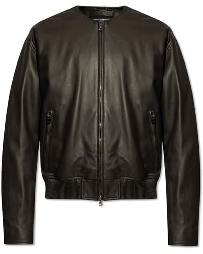 Dolce & Gabbana Leather Jacket, - Black