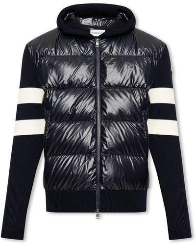 Moncler Cardigan With Down Front - Blue