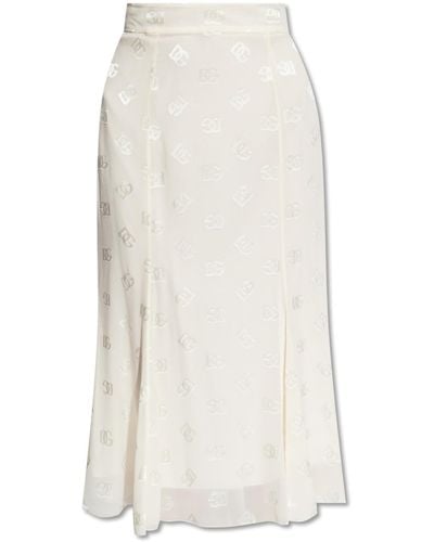 Dolce & Gabbana Skirt With Logo, - White