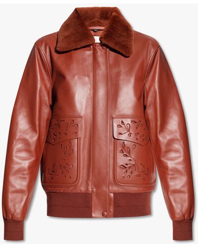 Chloé Brown Leather Jacket - Red