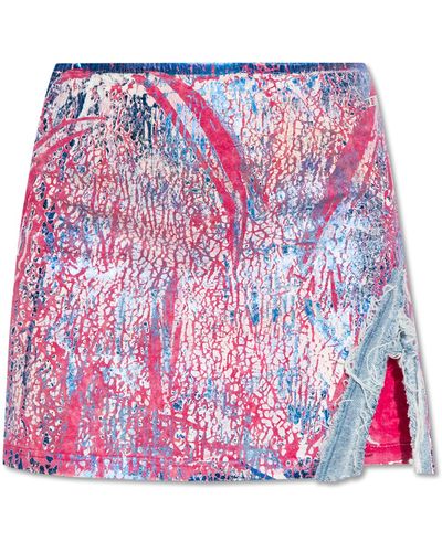 DIESEL Mini Skirt In Screen-printed Jersey - Pink