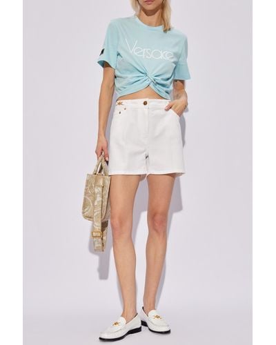 Versace Denim Shorts, - White