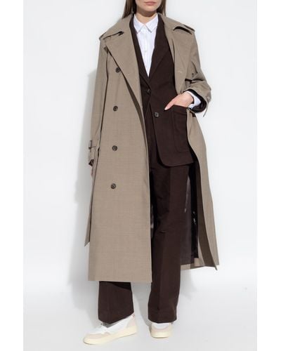 Totême Houndstooth Trench Coat, - Natural