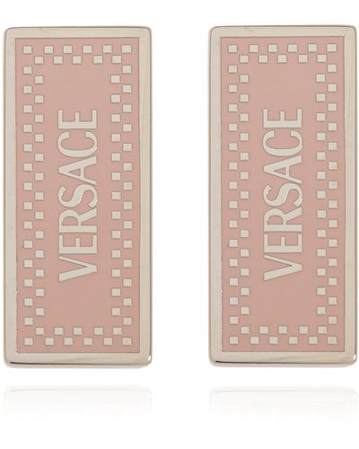 Versace Earrings With Logo, - Pink