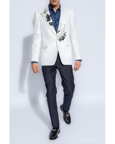 Alexander McQueen Embroidered Blazer, - White