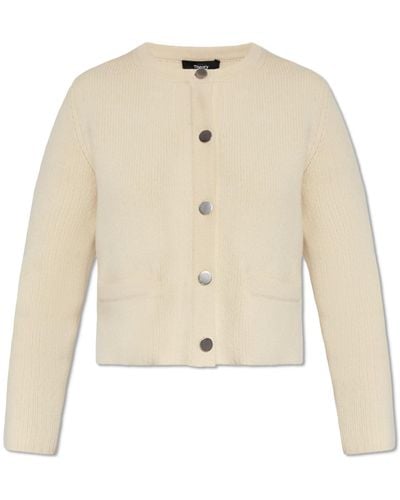 Theory Cardigan With Buttons, - Natural