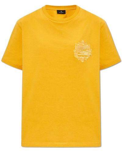 Etro T-shirt With Logo, - Yellow