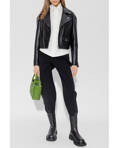 Bottega Veneta Leather Biker Jacket - Black