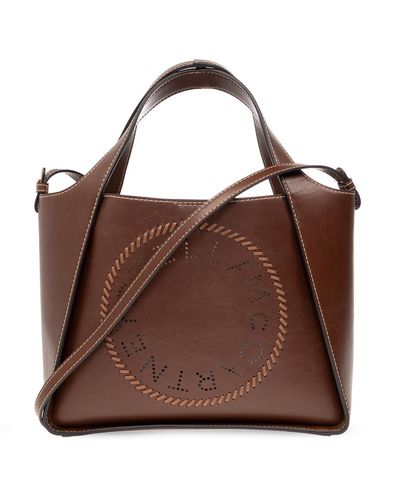 Stella McCartney Shoulder Bag With Logo - Brown