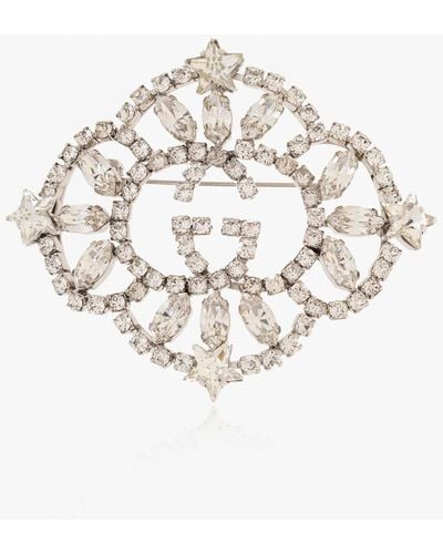 Gucci Brooch With Logo, - White