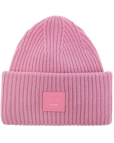 Acne Studios Wool Beanie With Logo, - Pink