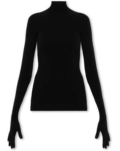 Balenciaga Turtleneck Jumper With Gloves - Black