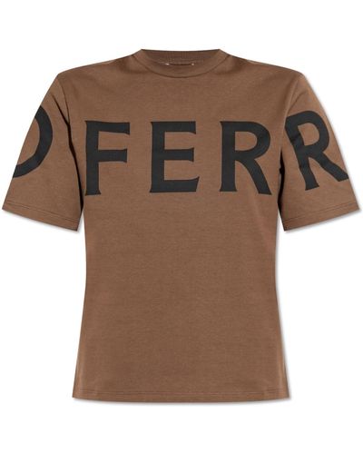 Ferragamo T-Shirt With Logo - Brown