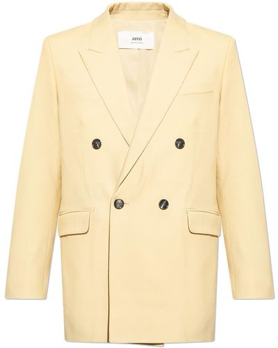 Ami Paris Relaxed-Fitting Wool Blazer - Natural