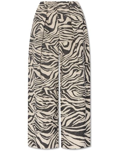 Ulla Johnson 'cai' Trousers With Animal Pattern, - White