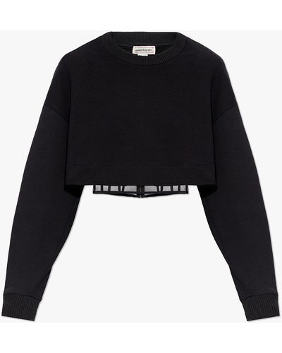 Alexander McQueen Cropped Sweatshirt - Black