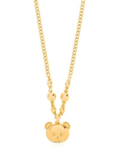 Moschino Necklace With Teddy Bear Head, - Metallic