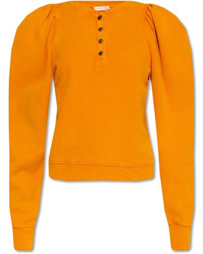 Ulla Johnson 'asher' Top With Puff Sleeves - Orange