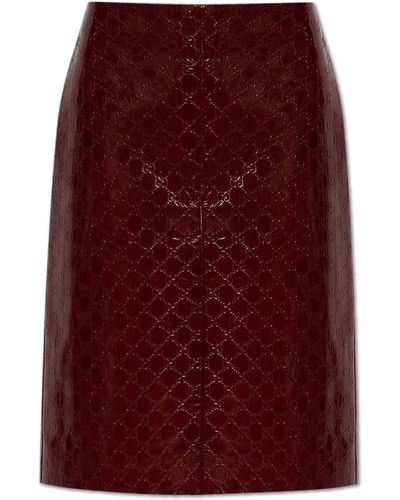 Gucci Leather Skirt, - Red
