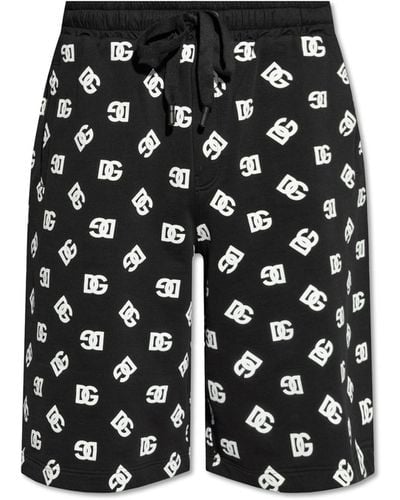 Dolce & Gabbana Shorts With Monogram, - Black