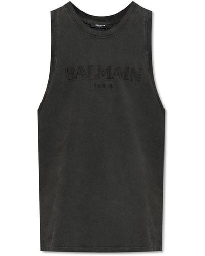 Balmain Top With Logo - Black