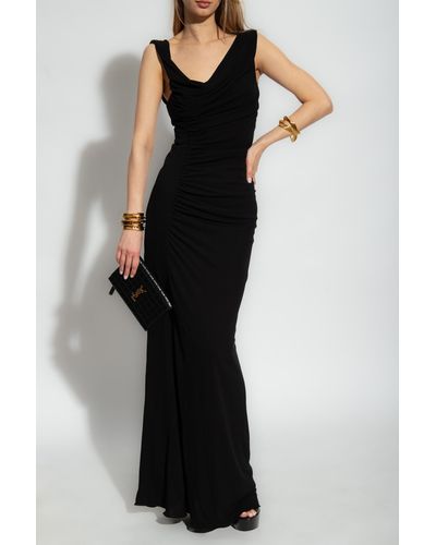 Saint Laurent Draped Dress - Black