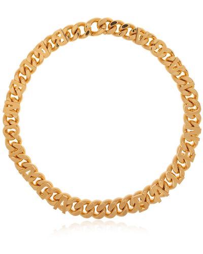 Balenciaga Brass Necklace With Logo, ' - Metallic