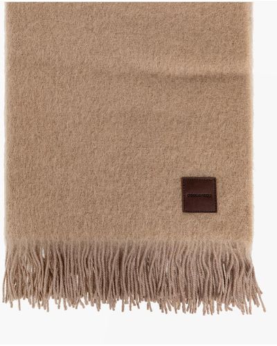 DSquared² Scarf With Logo Patch - Brown