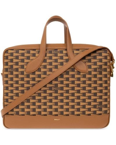 Bally Briefcase With Logo - Brown