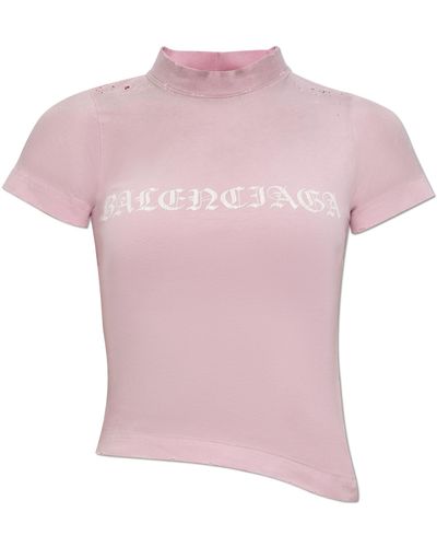 Balenciaga T-shirt With Logo, - Pink