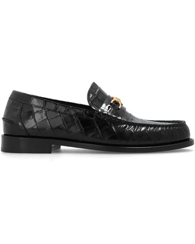 Versace Leather Loafers, - Black