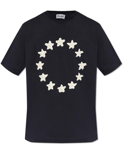 Etudes Studio T-Shirt With Motif Of Stars - Black