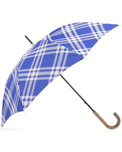 Burberry Check Pattern Umbrella, - Blue