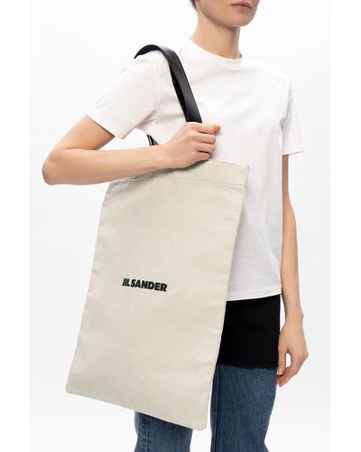 Jil Sander Branded Shopper Bag - Natural