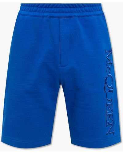 Alexander McQueen Shorts With Logo - Blue