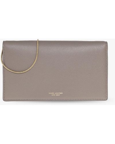 Marc Jacobs 'the Slim 84 Mini' Wallet With Shoulder Strap - Gray