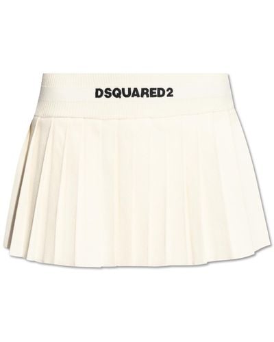 DSquared² Mini Pleated Skirt, - Natural