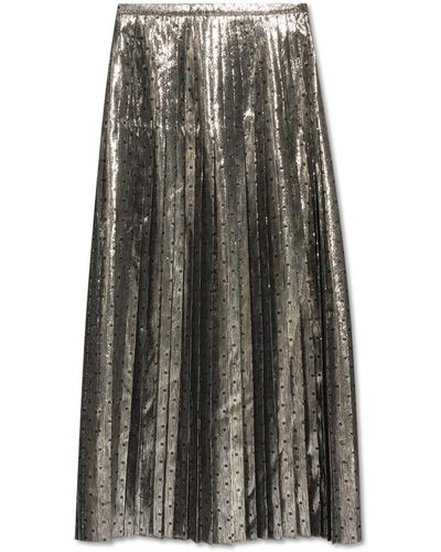 Gucci Pleated Skirt With Dots, - Metallic