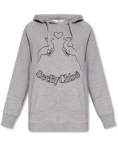 See By Chloé Hoodie With Logo - Grey