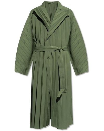 Homme Plissé Issey Miyake Pleated Coat, - Green