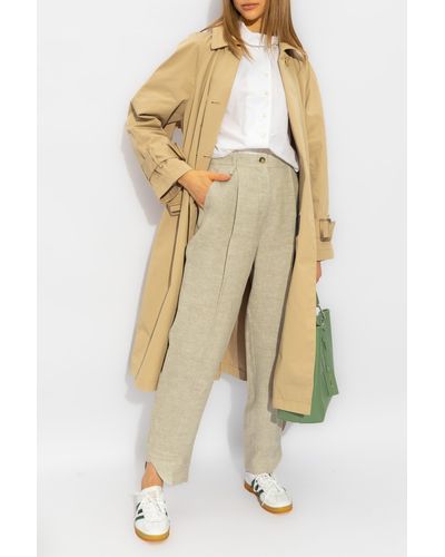 Emporio Armani Trench Coat With Belt, - Natural