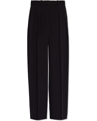 Theory Wide Pleat-front Trousers, - Black
