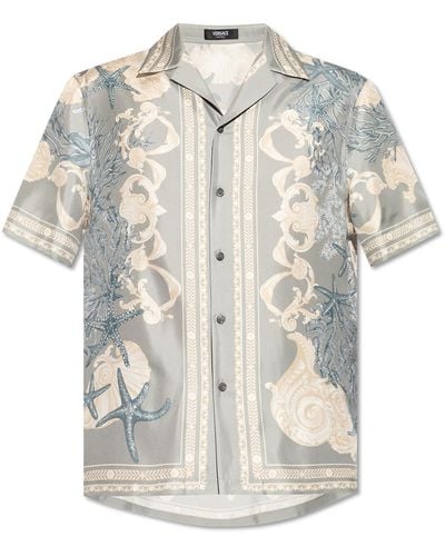 Versace Shirt With 'barocco Sea' Print, - White