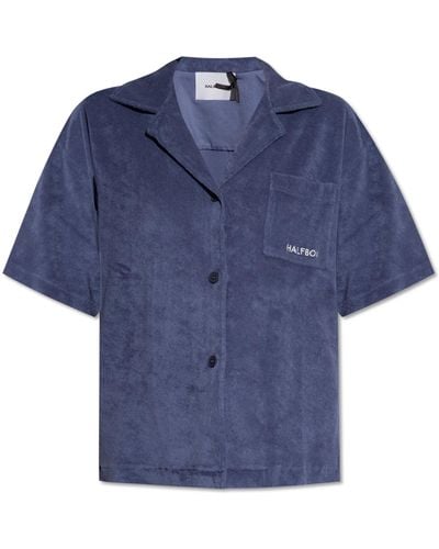Halfboy Shirt With Logo, - Blue